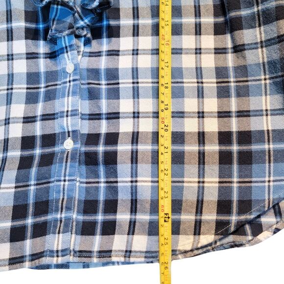 RALPH LAUREN Ruffle Front Plaid Button Up Flannel Shirt Womens L Derby Modest - Picture 11 of 11